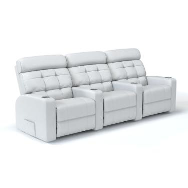Imagem de Sofá 3 Lugares Reclinável Elétrico Em Couro Bovino Linha Cinema