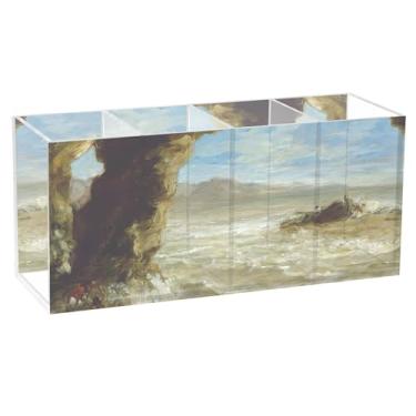 Imagem de TSENQUE Porta-canetas Eugène Delacroix para pintura Shipwreck Coast, suporte de caneta para arte de mesa, suporte de pincel de acrílico