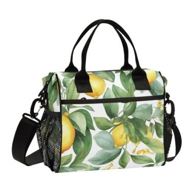 Imagem de GAIGEO Lancheira com isolamento de limão e frutas aquarela com alças, lancheira leve, organizador de almoço para adultos, M