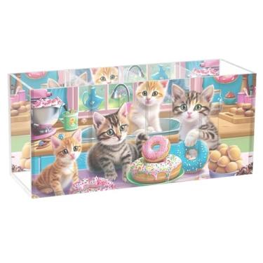 Imagem de TSENQUE Porta-canetas de mesa fofas e fofas para festa e donuts em acrílico para decoração de escritório, acessórios de mesa