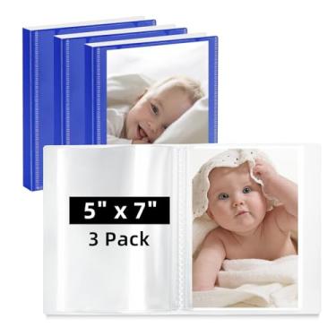 Imagem de Vienrose Álbum De Fotos Pequeno, Pacote Com 3, 5 X 7, Cada Foto Comporta 52 Fotos, Mini Capa Personalizável, Álbuns Bebê Tipo Cartão Postal (Azul)