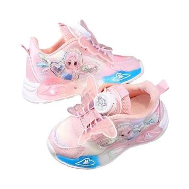 Imagem de Tênis Casuais LED Da Princesa Elsa Frozen Para Meninas, Rosa E Roxo, C