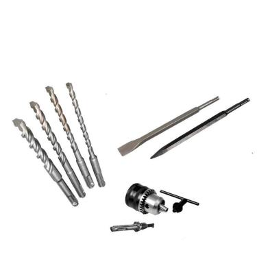Imagem de Kit Sds Com Brocas + Mandril + Ponteiro Talha Para Martelete