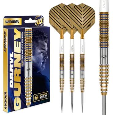 Imagem de Winmau Daryl Gurney Signature Edition - 23 g - 95% tungstênio - Conjunto profissional de dardos de ponta de aço com voos de dardo e hastes (eixos)