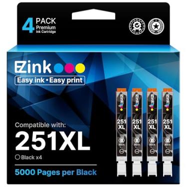 Imagem de E-Z Ink (Cartucho de tinta de substituição compatível com Canon CLI-251XL CLI 251 XL para uso com impressora PIXMA MX922 MG5520 MG7120 MG6320 MG6620 MG5620 IX6820 IP8720 (preto, pacote com 4)