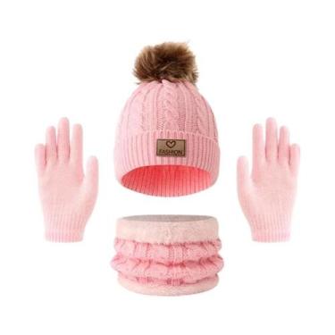 Imagem de Conjunto De Chapéu E Luvas Infantis Para Outono E Inverno, 3 Peças, Fo