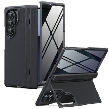 Imagem de HIERYQHE Capa para Samsung Galaxy Z Fold 7 embutida [película de privacidade] [proteção de dobradiça] [suporte] capa protetora de corpo inteiro para Z Fold 7 5G 2025 (preto e protetor de privacidade)