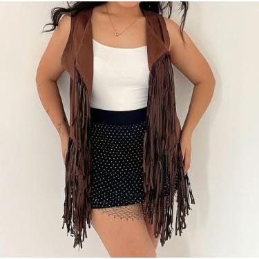 Imagem de T0139-Colete Feminino Festa Carnaval Franja Liso Rodeio Country Boho C