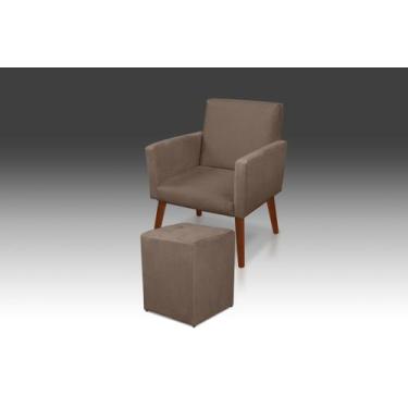 Imagem de Kit 01 Poltrona Nina + 01 Puf Quadrado Suede Capuccino -MODENA DECOR  