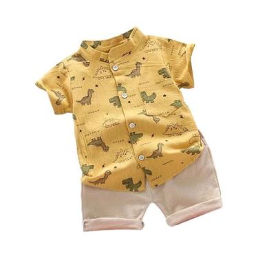 Imagem de Conjunto De Shorts Com Estampa De Dinossauro Para Bebês E Crianças Peq