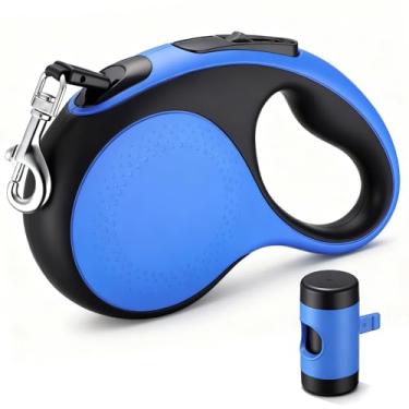 Imagem de Segarty Coleira retrátil para cães de 4,6 m com suporte removível para bolsa de cocô, coleira de caminhada para animais de estimação médios de até 29,9 kg, guia de cachorro sem emaranhamento de 360°