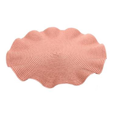 Imagem de Lugar Americano Babado De Poliester Rosa 38cm Para Prato Comida Copo -