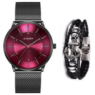 Imagem de Relógio Curren Masculino Ultra Fino Metálico + Bracelete-Masculino