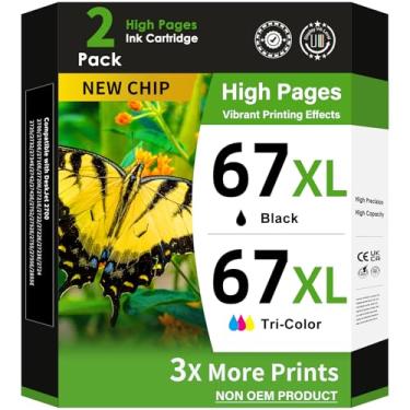 Imagem de OFCINK Cartuchos de tinta 67XL preto/cor combo de substituição para HP67 HP 67XL Ink Works for HP DeskJet 2700e 2700 2855e 2827e 2755e 2755 4155e 4255e para impressora Envy 6000 6055e 6400