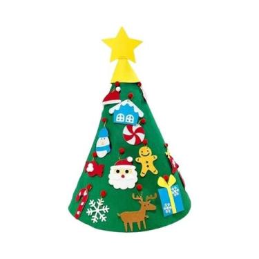 Imagem de Conjunto De Árvore De Natal Em Feltro DIY Para Crianças Com 32 Ornamen