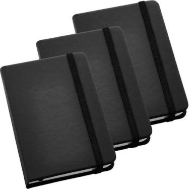 Imagem de Kit 3x Caderneta de Anotações 9x14cm 80 Fls Sem Pauta Preto - TopGet