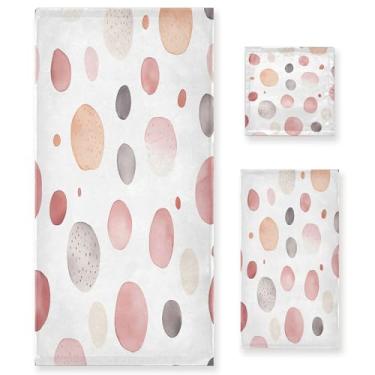 Imagem de xigua Conjunto de toalhas de banheiro de bolinhas em aquarela absorvente macio 3 peças toalha de banho toalha de mão toalhas decorativas para banheiro, academia, hotel, praia, piscina