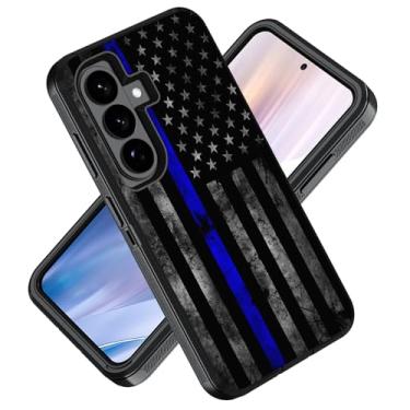 Imagem de ZXHSBROK Capa para Samsung Galaxy S26 Plus/S25 Plus/S24 Plus de 6,7 polegadas, 3 camadas de grau militar, resistente, à prova de choque, capa protetora contra quedas, bandeira americana fina linha