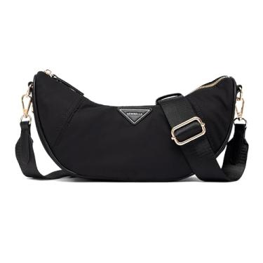 Imagem de NEWBELLA Bolsa feminina crescente transversal - Bolsa Hobo com alça ajustável, Preto, Small