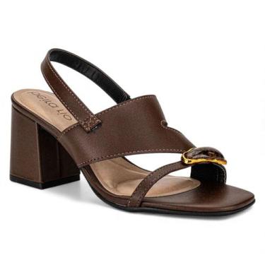 Imagem de Sandália Beira Rio Salto Grosso Feminina Confortável, Conhaque, 37