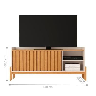 Imagem de Rack Para Sala De Estar 55 Pol Ripado 2 P Off White Nature Off White Nature