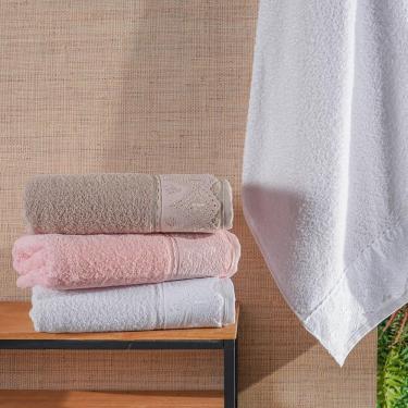 Imagem de Toalha De Rosto Broderie 50x75cm 100% Algodão 400g-m² Nude