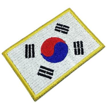 Imagem de Bandeira Coreia do Sul Patch Bordado Para Uniforme Camisa - BR44 Patch