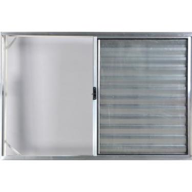 Imagem de Janela Veneziana de Alumínio 3 Folhas 1,20 X 1,20 Sem Grade Cor Brilha