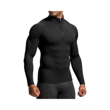 Imagem de Camiseta De Compressão Masculina Slim Fit De Manga Longa Para Fitness,