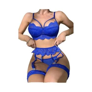 Imagem de Conjunto De Lingerie Sexy Transparente Com Renda Para Mulheres, Kit De