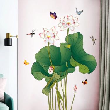 Imagem de Adesivos de parede Decalques removíveis de PVC Summer Lotus Flower - y
