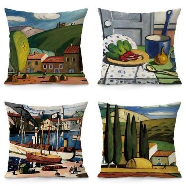 Imagem de Conjunto de fronhas, arte rústica moderna, pelúcia de 35 x 35 cm (conj