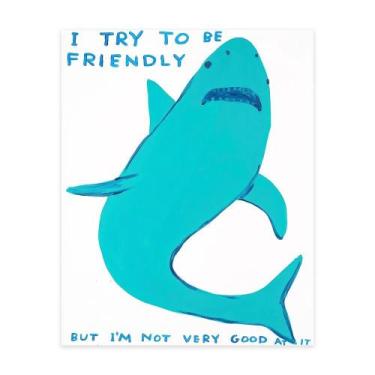 Imagem de Tapeçaria para pendurar na parede Funny Shark Cartoon Ocean Animal 150