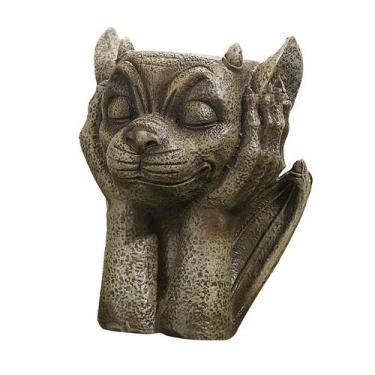 Imagem de Escultura de demônio em resina de gárgula gótica em vaso de flores 400