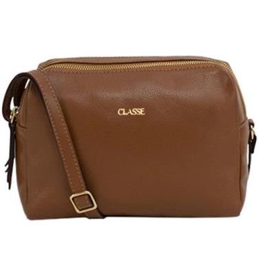 Imagem de Bolsa Classe Couro Crossbody Jade Feminina Marrom, Marrom, UN