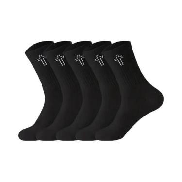 Imagem de Meias Esportivas Masculinas De Cano Alto Respiráveis 510 Pares Preto B