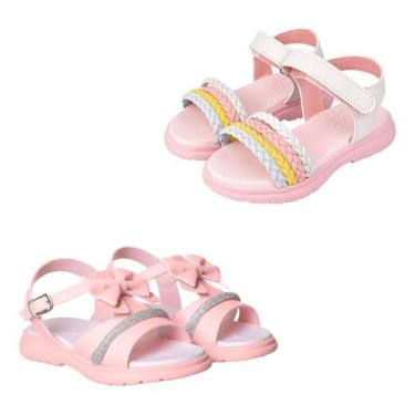 Imagem de Kit 2 Pares Sandalia Infantil Leve Strass Colorida Feminina - Mimoflex