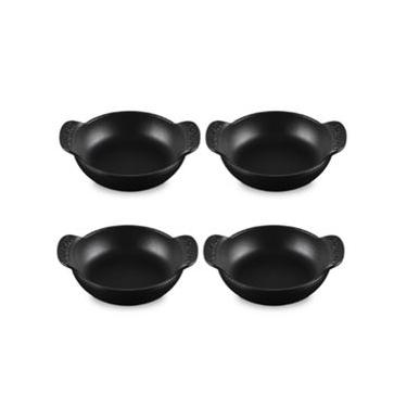 Imagem de CONJUNTO 4 PANELAS BUFFET LE CREUSET BASE GOURMAND SEM TAMPA 13CM EM FERRO FUNDIDO BLACK MATTE 20502130000425