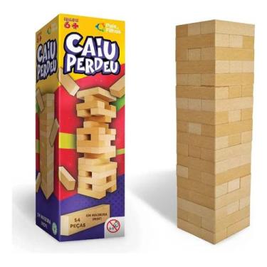Imagem de Jogo Caiu Perdeu Torre Madeira Equilíbrio Brinquedo 54pçs - Gala
