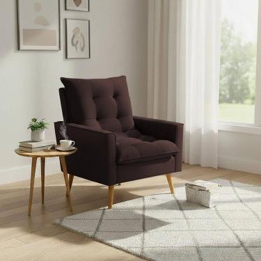 Imagem de Poltrona Sala 92cm Design Moderno Toque Natural Para Completar O Ambiente Marrom Ester