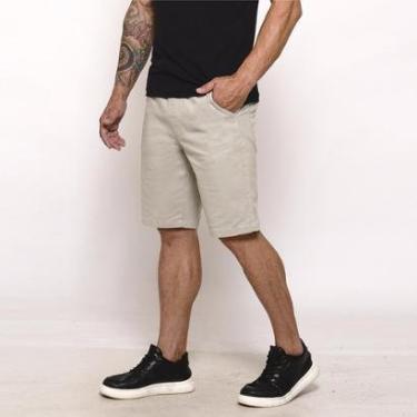 Imagem de Bermuda Masculina Sarja Cós Elástico Casual Confortável Estilo Urbano-Masculino