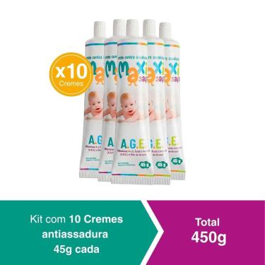 Imagem de Kit 10 Creme Pomada Antiassadura Vit A.G.E  450g Maxi Baby