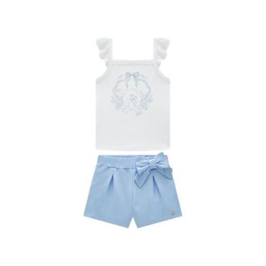 Imagem de Conjunto Shorts Azul Regata Branca Menina Somni, Azul bebê, 6