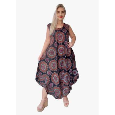 Imagem de Vestido Feminino Indiano Regata Trapézio Plus Size-cod.106 - Aleci Fas