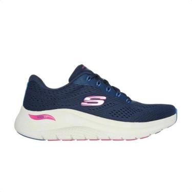 Imagem de Tênis Running Feminino Skechers Arch Fit 2.0 Big League Azul, Nvmt, 34