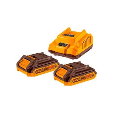 Imagem de Kit carregador inteligente ingco p20s com 2 baterias 20v 2ah fbcpk1222