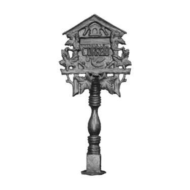 Imagem de Caixa de Correio Colonial Uva Pequena com Pé em Ferro Fundido Resistente às Intempéries Preto Fundição Unicláudio