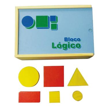 Imagem de Brinquedo Educativo Bloco Lógico 48 Peças em Madeira para Raciocínio e Formas Geométricas Sonho de Criança