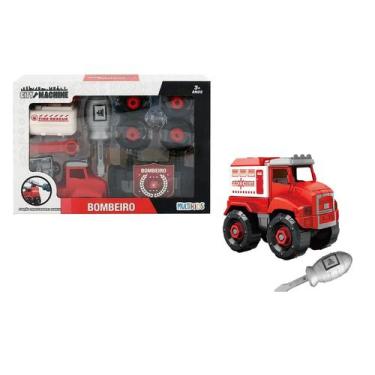 Imagem de Caminhão Bombeiro City Machine 12cm monta e desmonta BR1698 Multikids