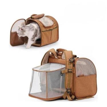 Imagem de Bolsa Transporte Pet Expansível Dupla Vira Cabana P/ Cães Gatos até 8k